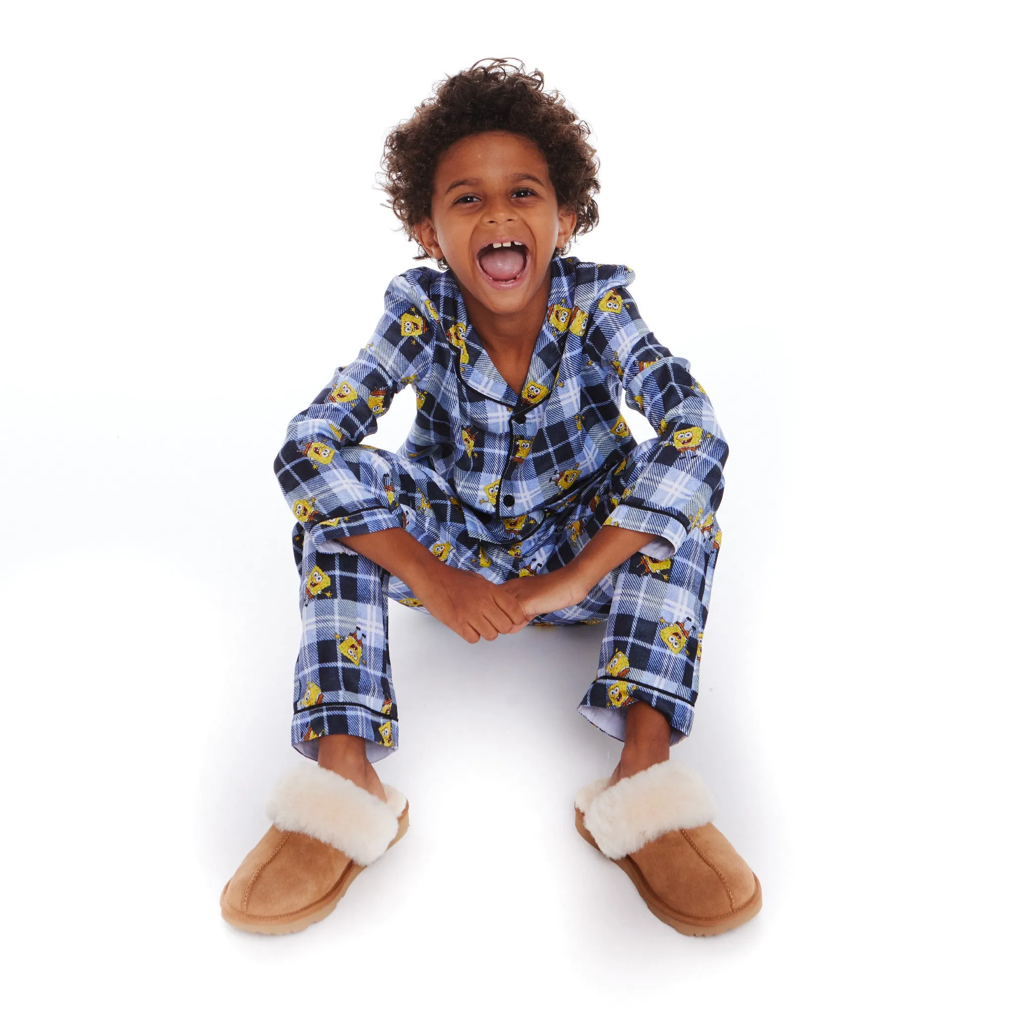 SpongeBob SquarePants™ x Andy & Evan® | Kids (2-7) Flannel Plaid Pajama Set | Navy