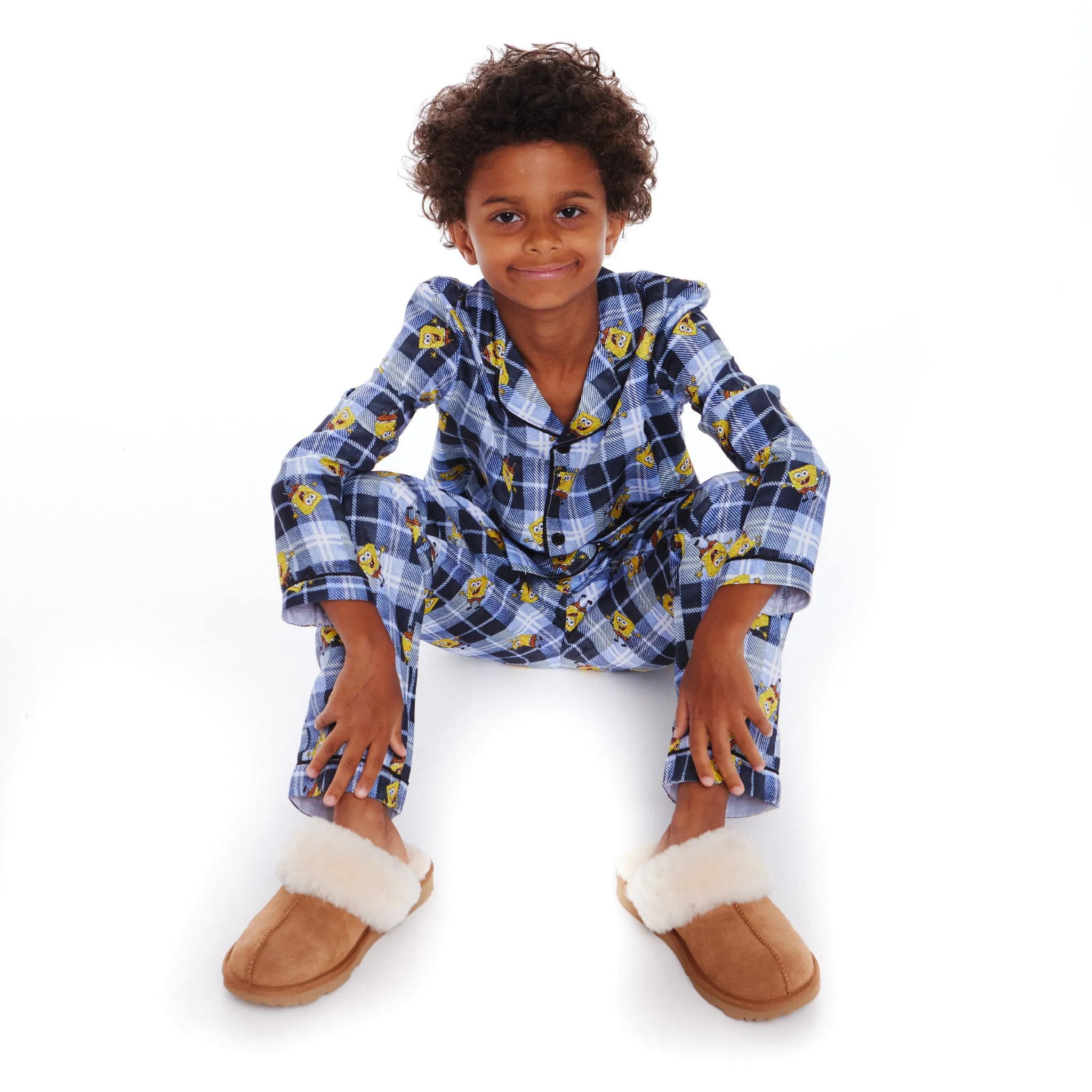 SpongeBob SquarePants™ x Andy & Evan® | Kids (2-7) Flannel Plaid Pajama Set | Navy