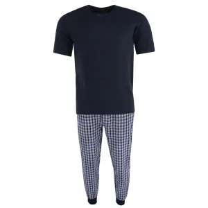 Ten West Apparel Men's V-Neck Top With Plaid Jogger Lounge Set