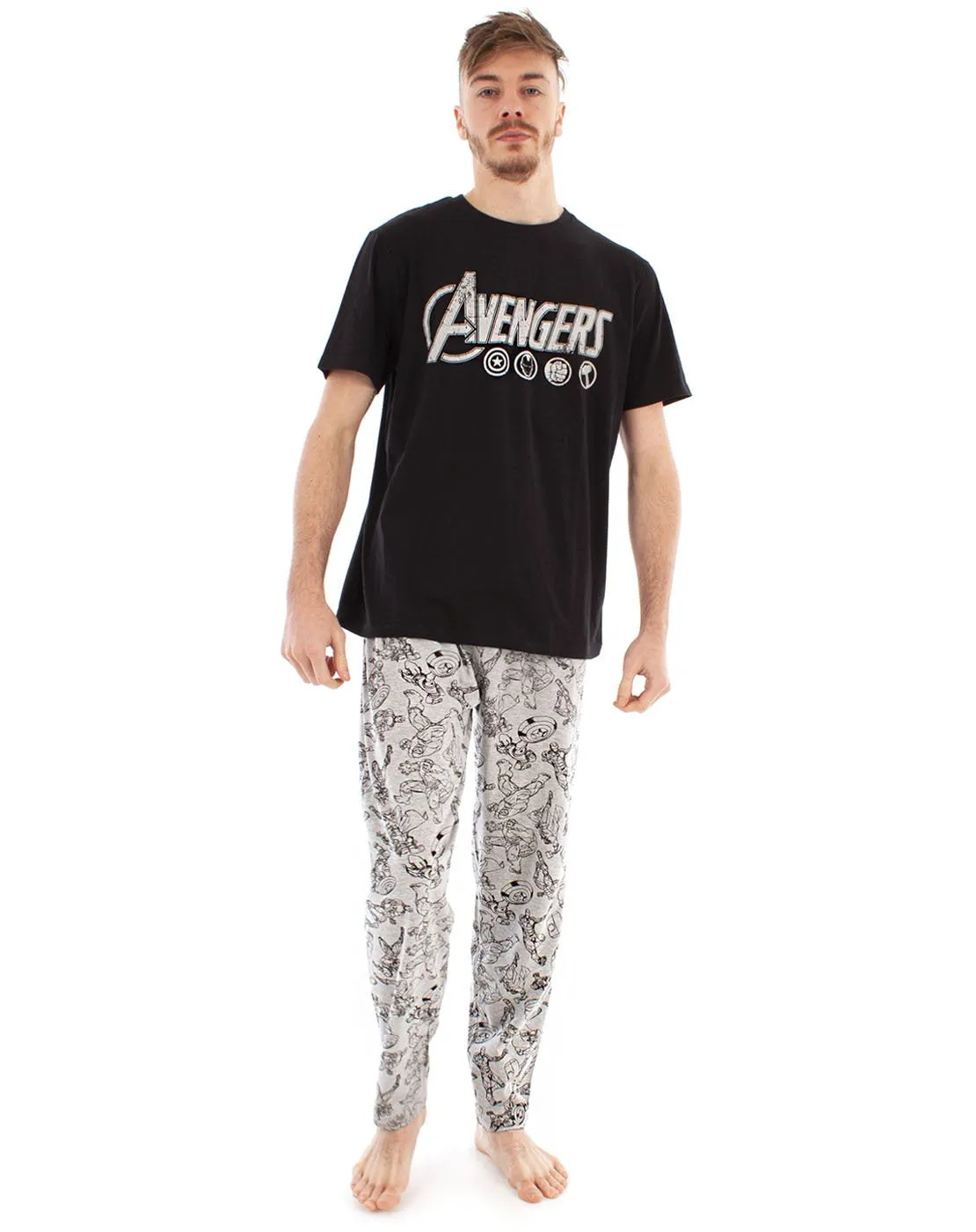 The Avengers Logo Marvel Men's Lounge Pants & T-Shirt Pyjama Set