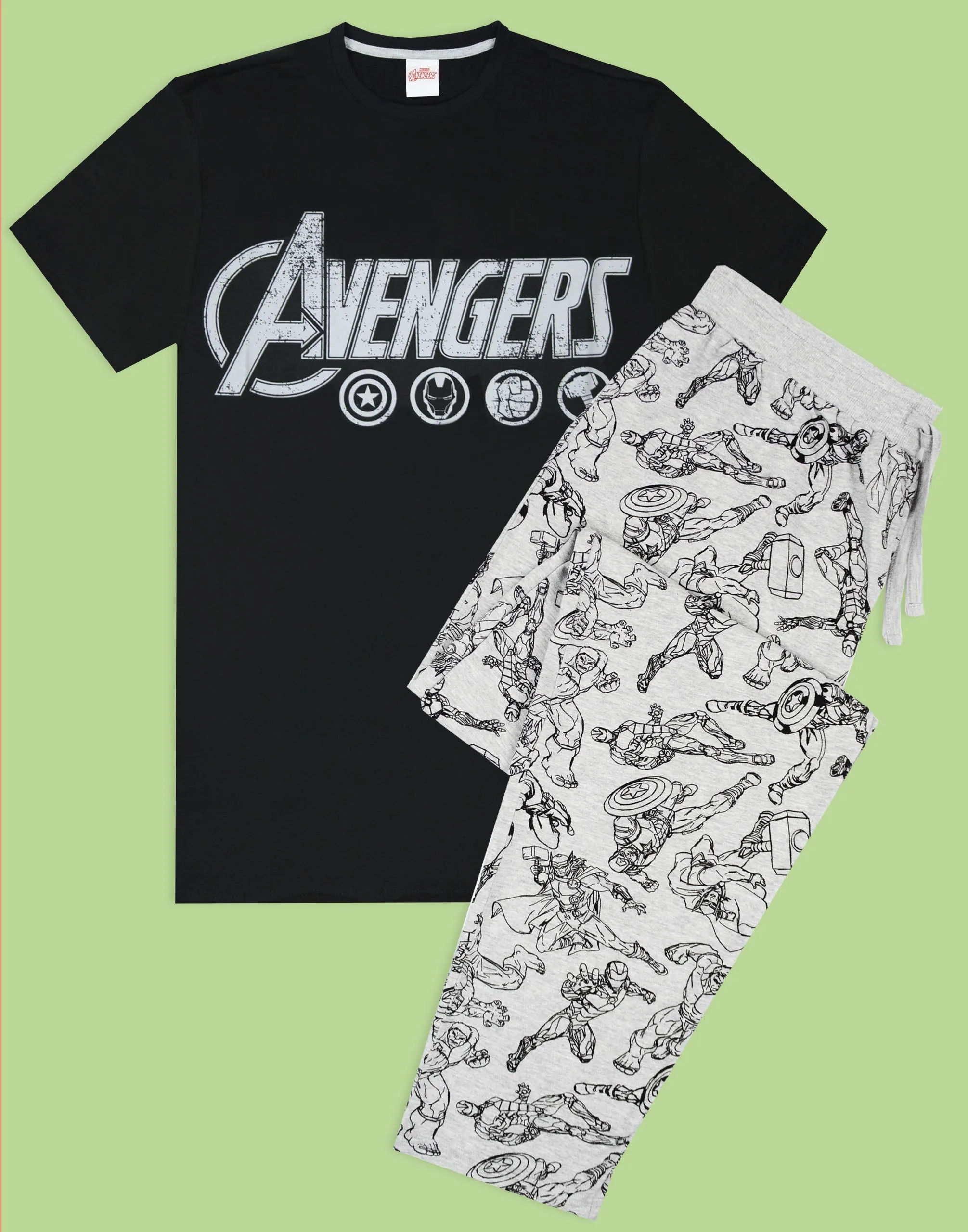 The Avengers Logo Marvel Men's Lounge Pants & T-Shirt Pyjama Set