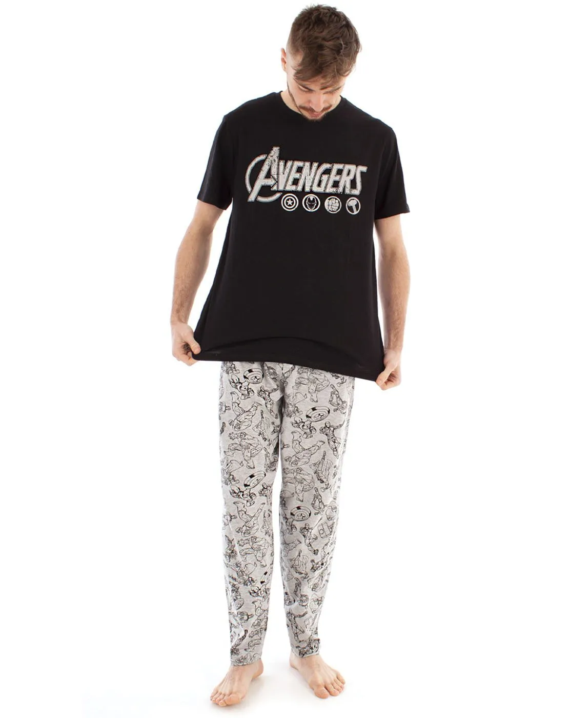 The Avengers Logo Marvel Men's Lounge Pants & T-Shirt Pyjama Set