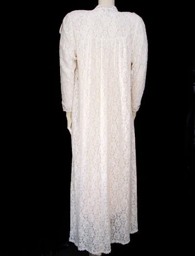 *VERY RARE VINTAGE CHRISTIAN DIOR "LE CONNAISSEUR" FROM NEIMAN MARCUS SILK & HEAVY LACE BRIDAL TROUSSEAU PEIGNOIR & NIGHTGOWN SET