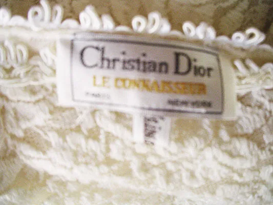 *VERY RARE VINTAGE CHRISTIAN DIOR "LE CONNAISSEUR" FROM NEIMAN MARCUS SILK & HEAVY LACE BRIDAL TROUSSEAU PEIGNOIR & NIGHTGOWN SET