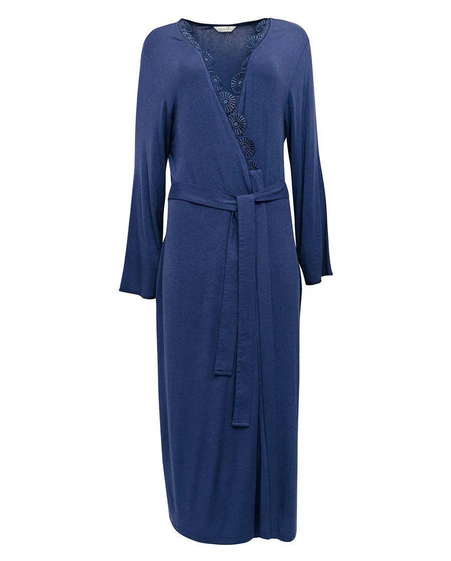 Winnie Lace Trim Jersey Long Dressing Gown