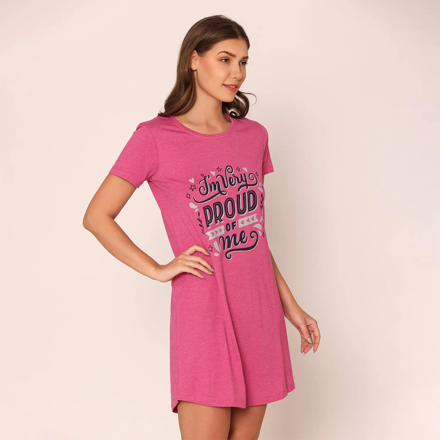 Women Cotton Sleepshirt - Fuschia