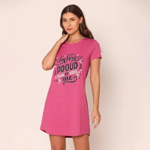 Women Cotton Sleepshirt - Fuschia