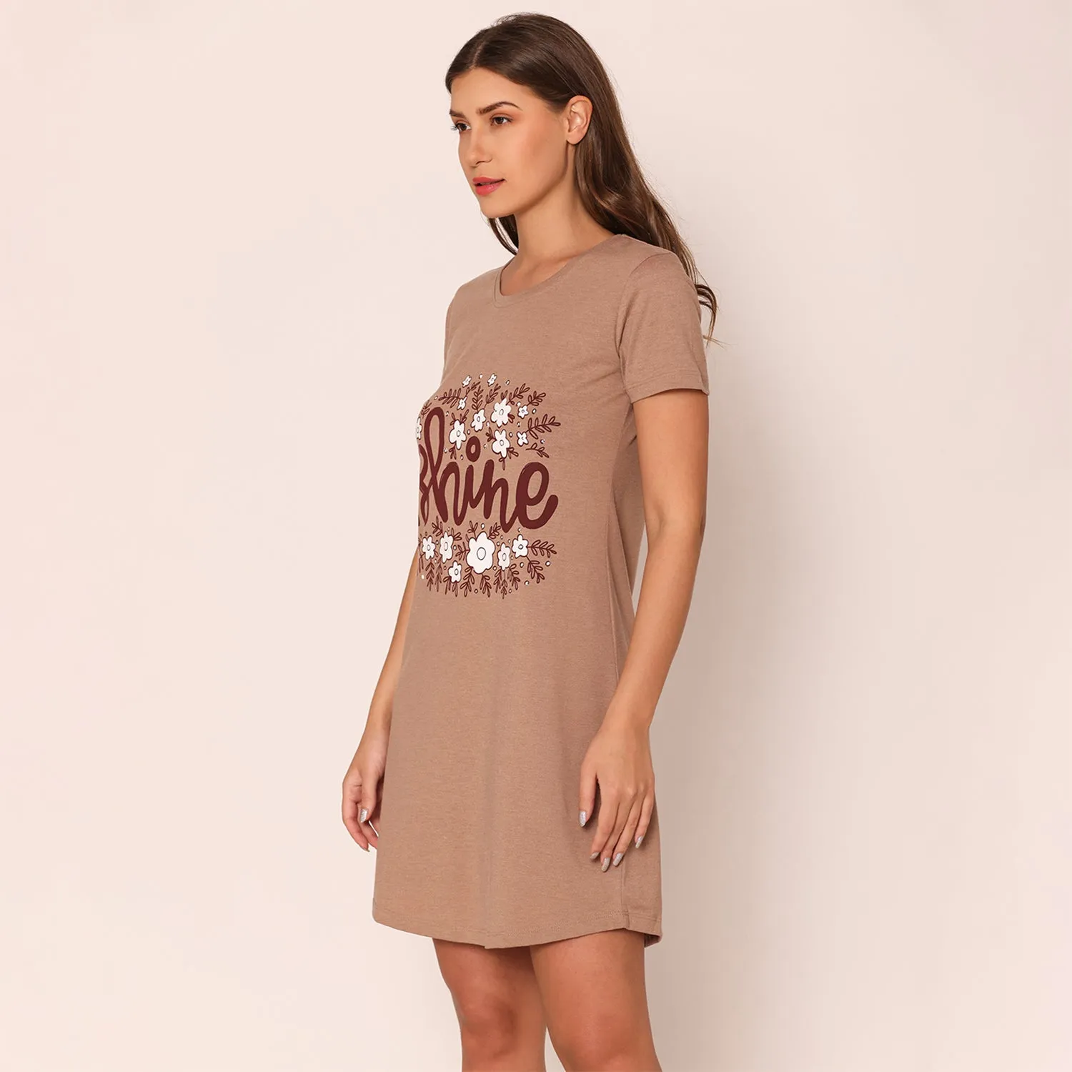 Women Cotton Sleepshirt - Khaki