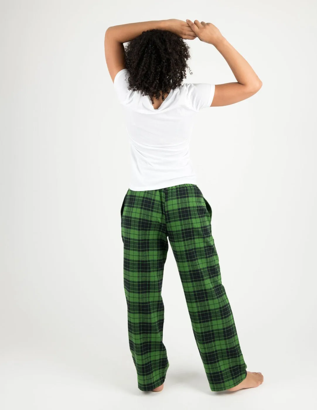 Women's Black & Green Plaid Flannel Pants