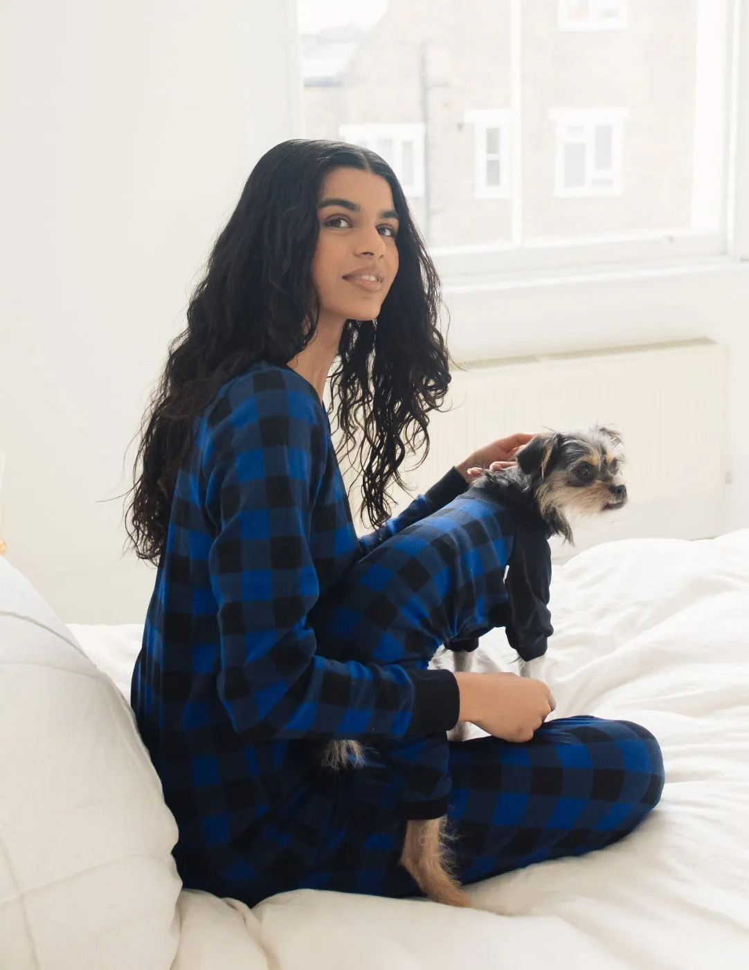 Women's Black & Navy Plaid Pajamas