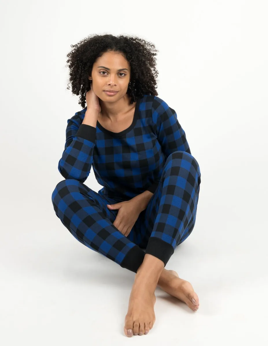 Women's Black & Navy Plaid Pajamas