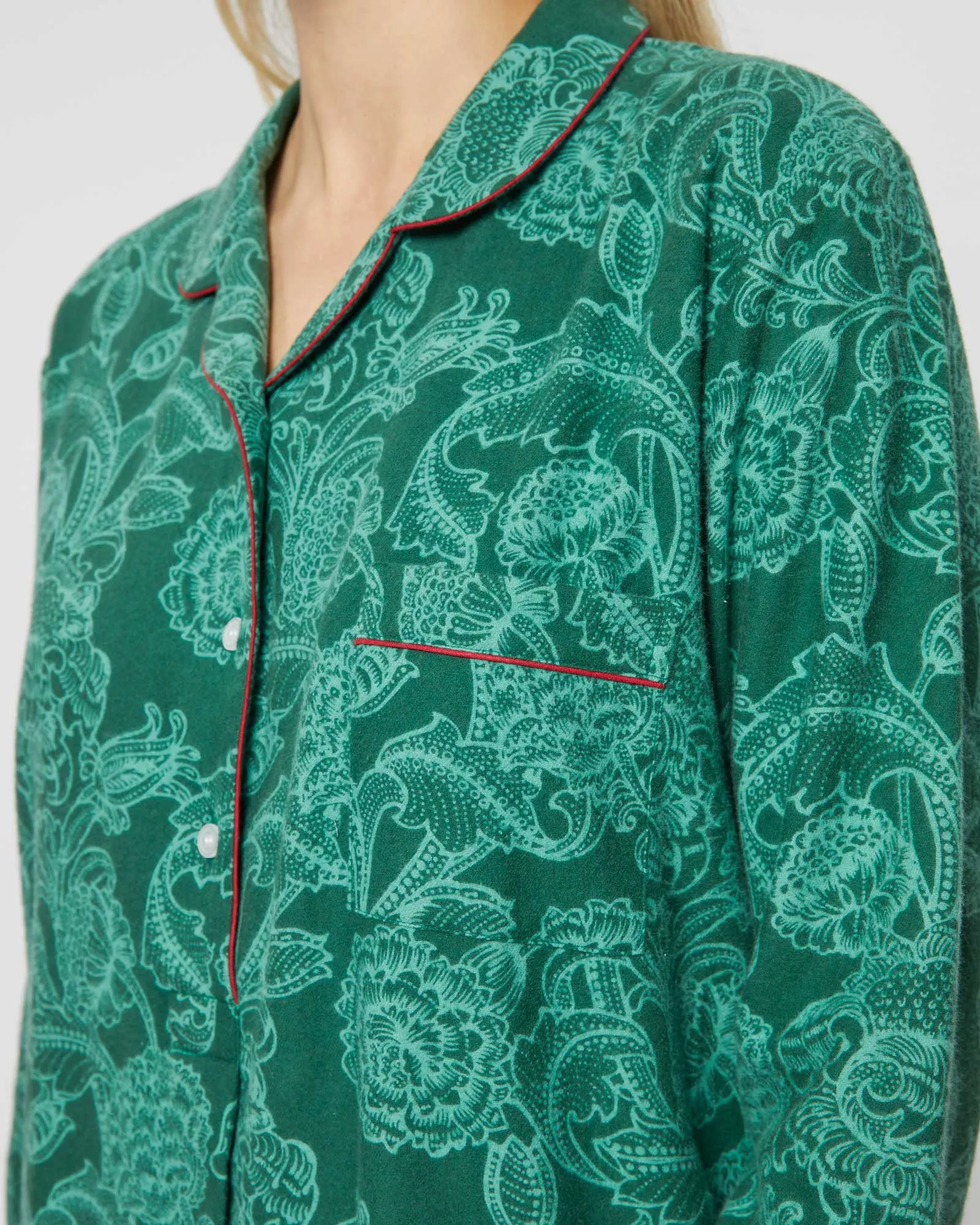 Women's Brushed Cotton Nightshirt - Paisley Flower Green