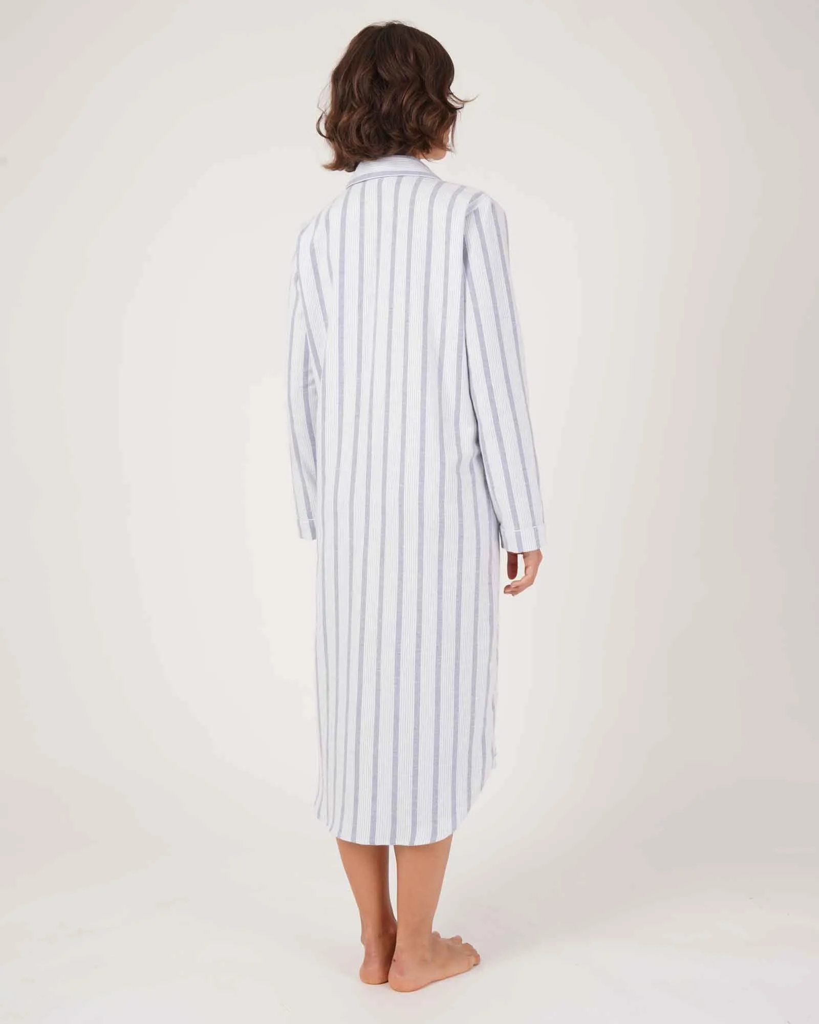 Women's Brushed Cotton Nightshirt - Ripple Stripe