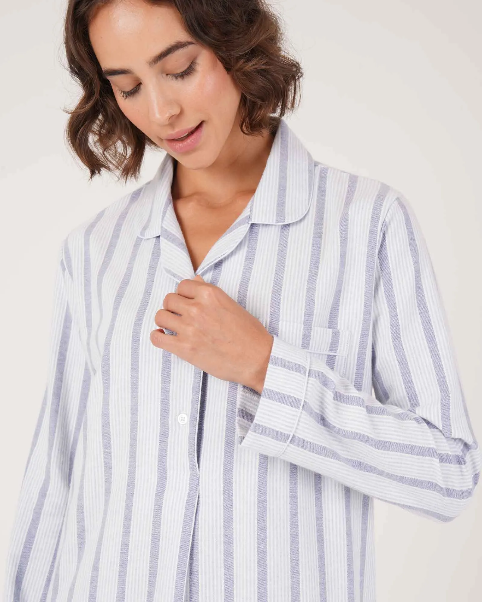 Women's Brushed Cotton Nightshirt - Ripple Stripe