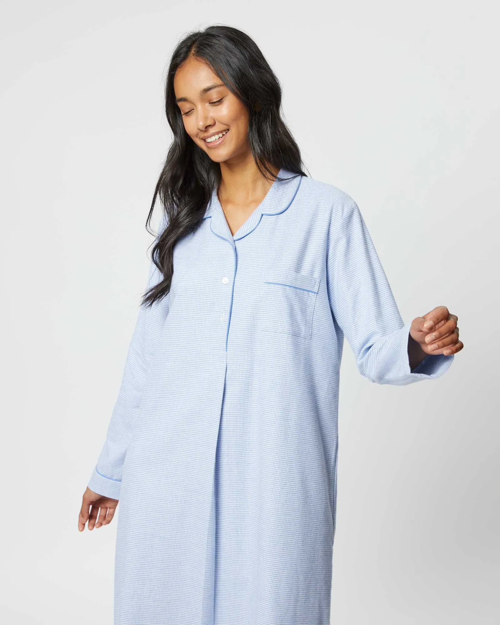 Women's Brushed Cotton Nightshirt - Willet Blue