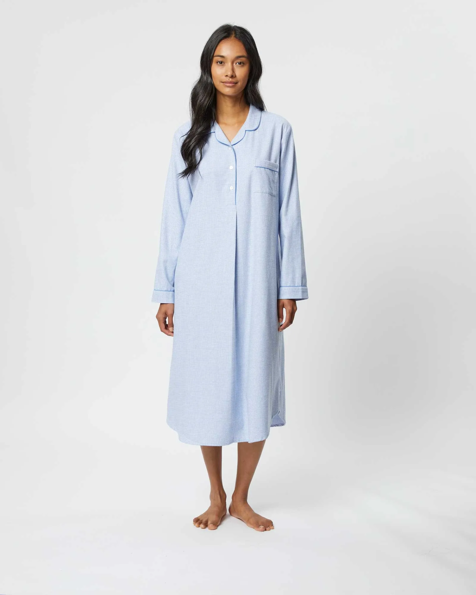 Women's Brushed Cotton Nightshirt - Willet Blue