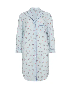 Women's Classic Cotton Nightshirt - Blue Posy