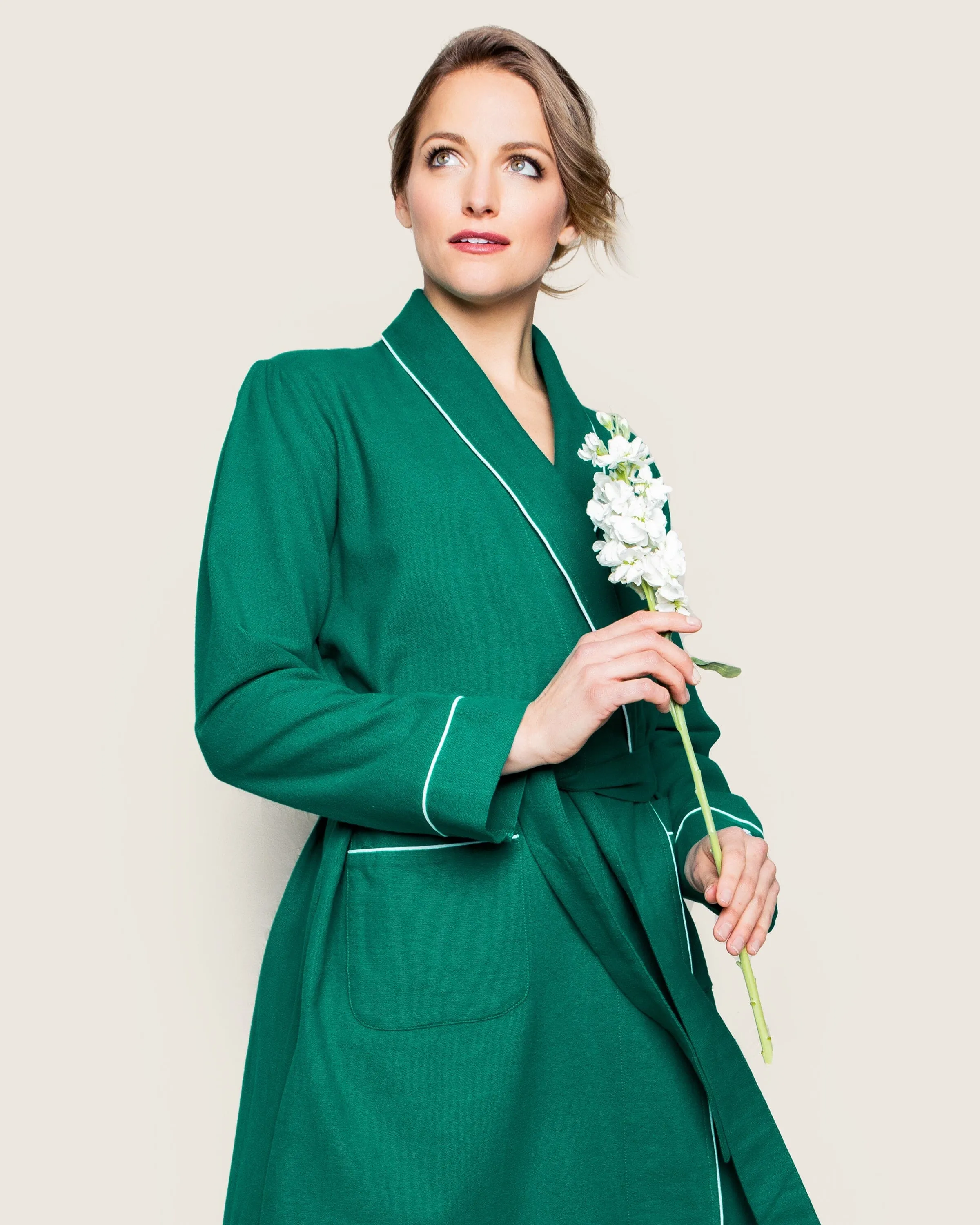 Women's Flannel Robe | Forest Green