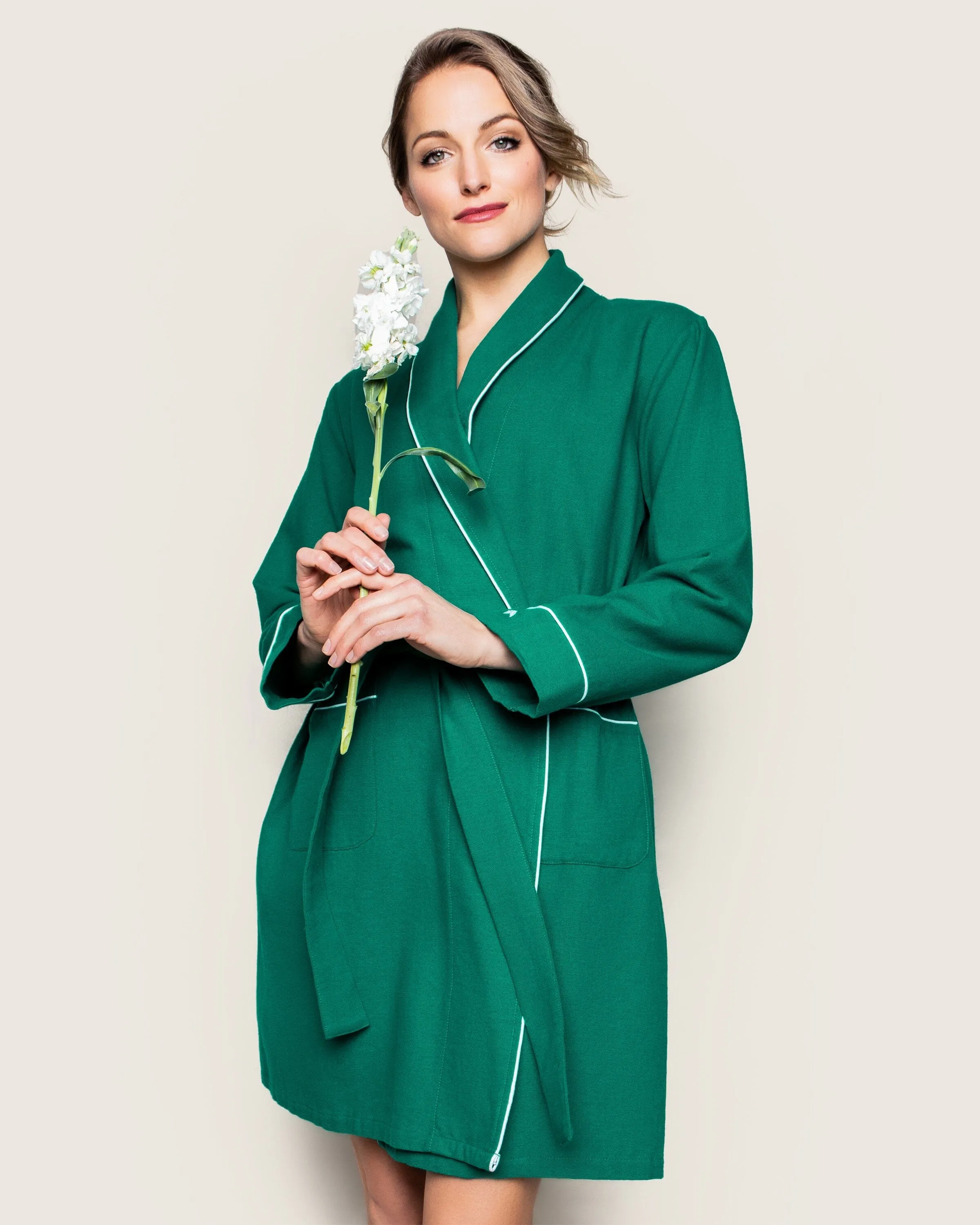 Women's Flannel Robe | Forest Green