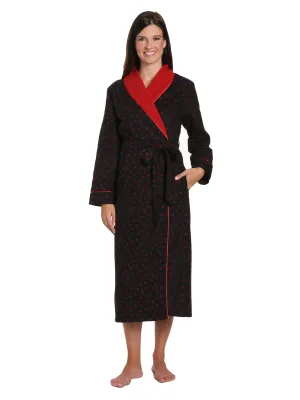 Women's Premium Flannel Fleece Lined Robe - Doodle Hearts