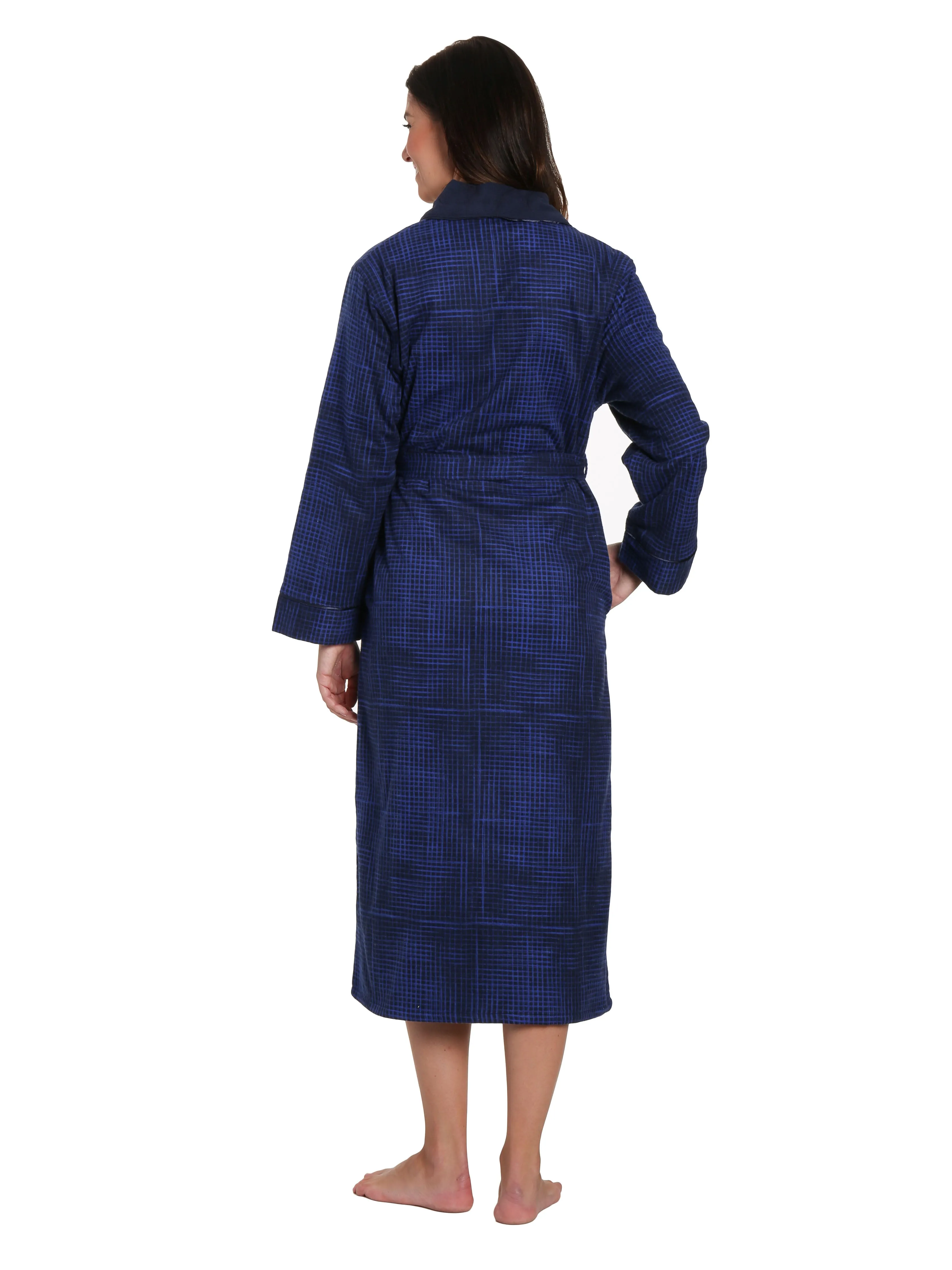 Women's Premium Flannel Fleece Lined Robe - Jutelicious Blue