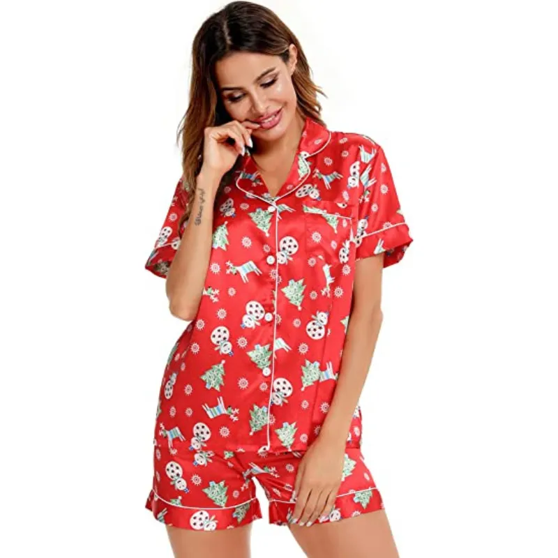 Women's Silk Satin Short Sleeve Loungewear