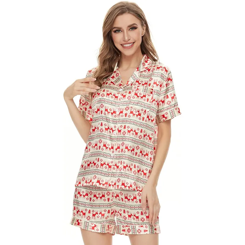 Women's Silk Satin Short Sleeve Loungewear