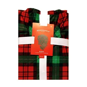 Wondershop Kids Flannel Pajama Set - Red/Green Tartan (Size 5) Flame Resistant Fabric