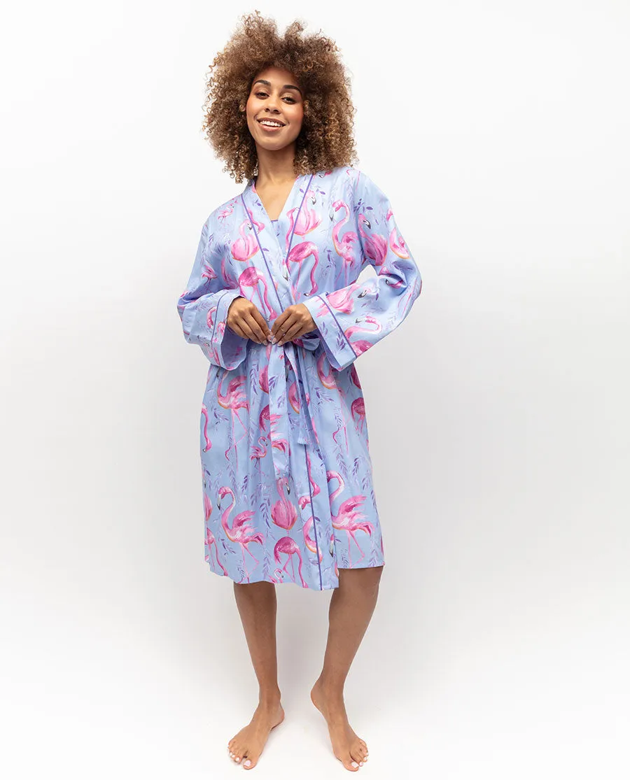 Zoey Flamingo Print Short Dressing Gown